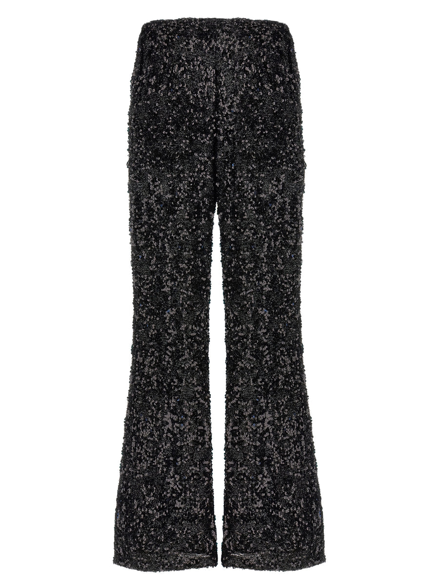 Le Twins Moni Pant Luxury Sequined Lurex Flared Trousers With Elastic Waistband For Women Eveningwear