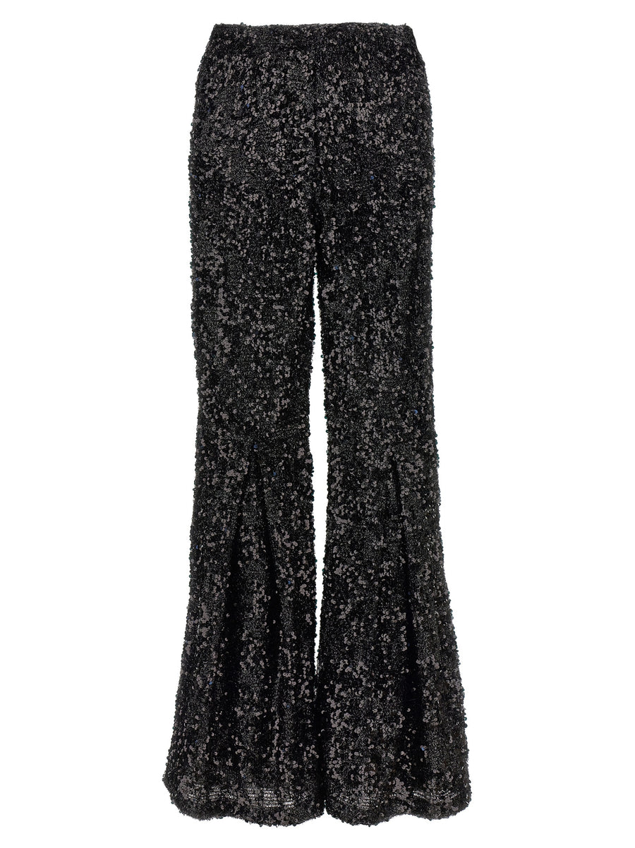 Le Twins Moni Pant Luxury Sequined Lurex Flared Trousers With Elastic Waistband For Women Eveningwear