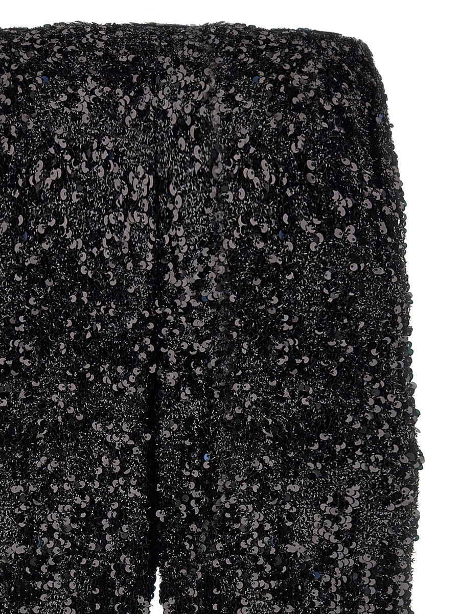 Le Twins Moni Pant Luxury Sequined Lurex Flared Trousers With Elastic Waistband For Women Eveningwear