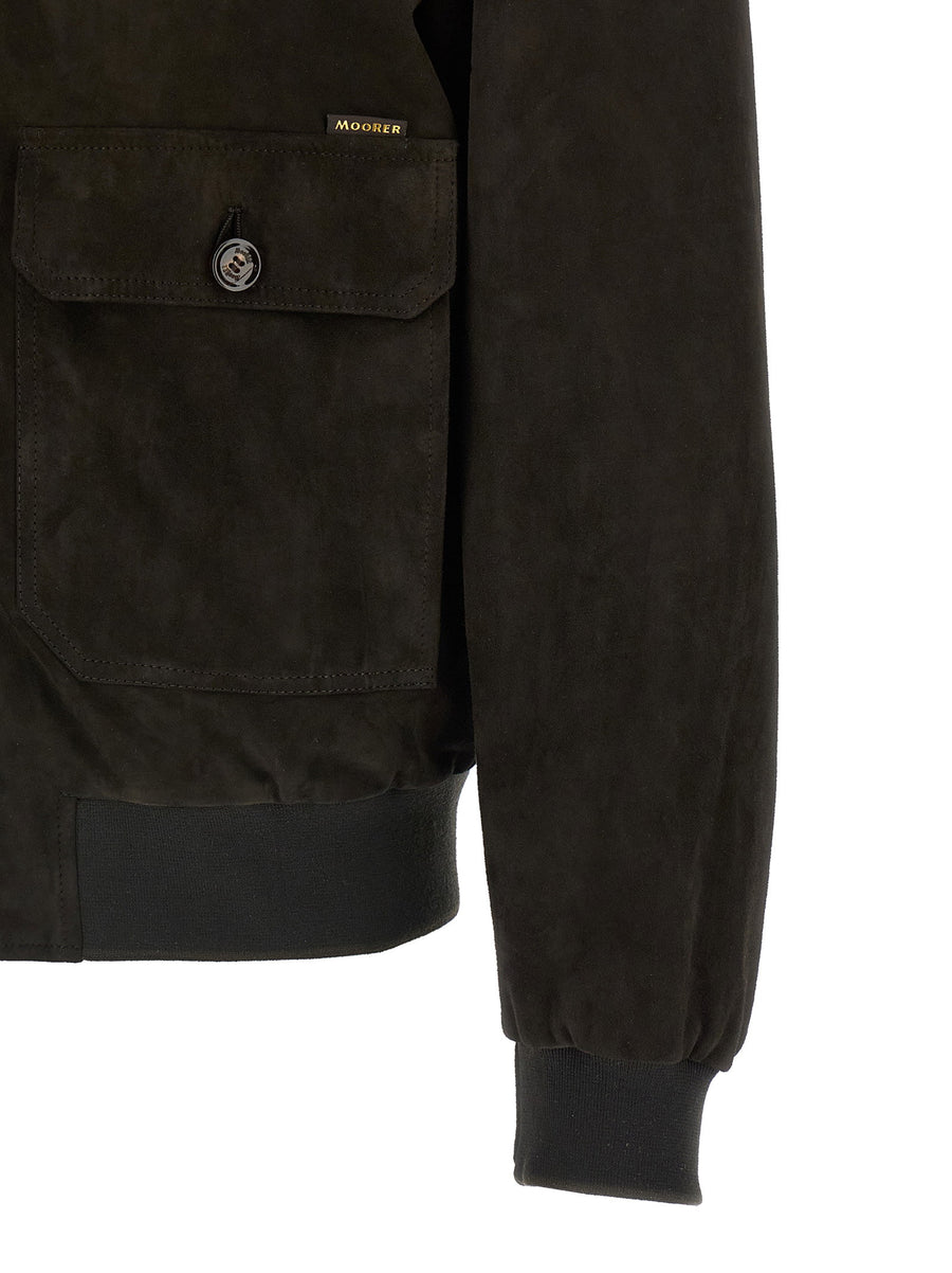 Moorer Carlos Bomber Jacket Lightweight Brown Lamb Leather For Modern Men Premium Quality Craft