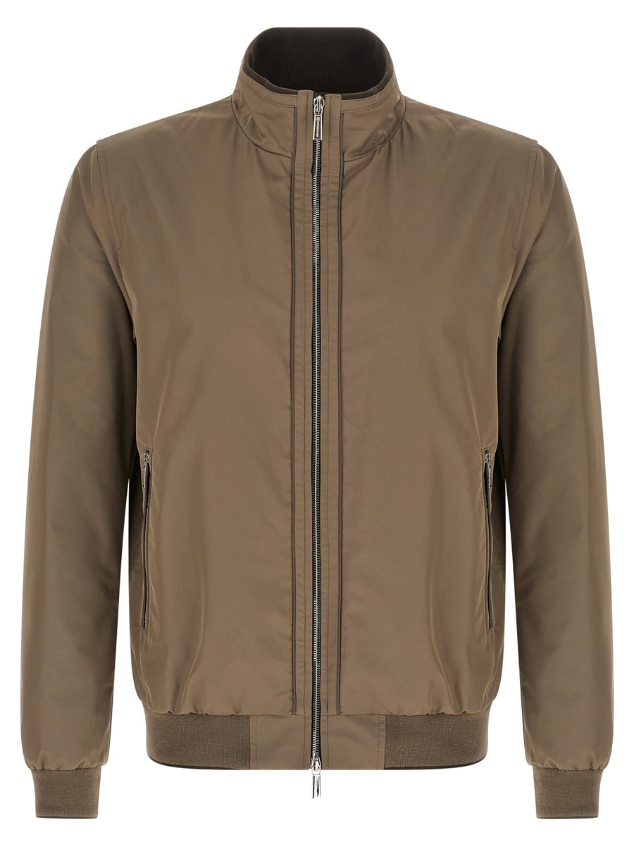 Moorer Manetti-wk Beige Bomber Jacket For Men Weather Ready Water Repellent Finish