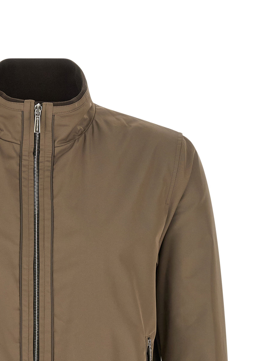 Moorer Manetti-wk Beige Bomber Jacket For Men Weather Ready Water Repellent Finish