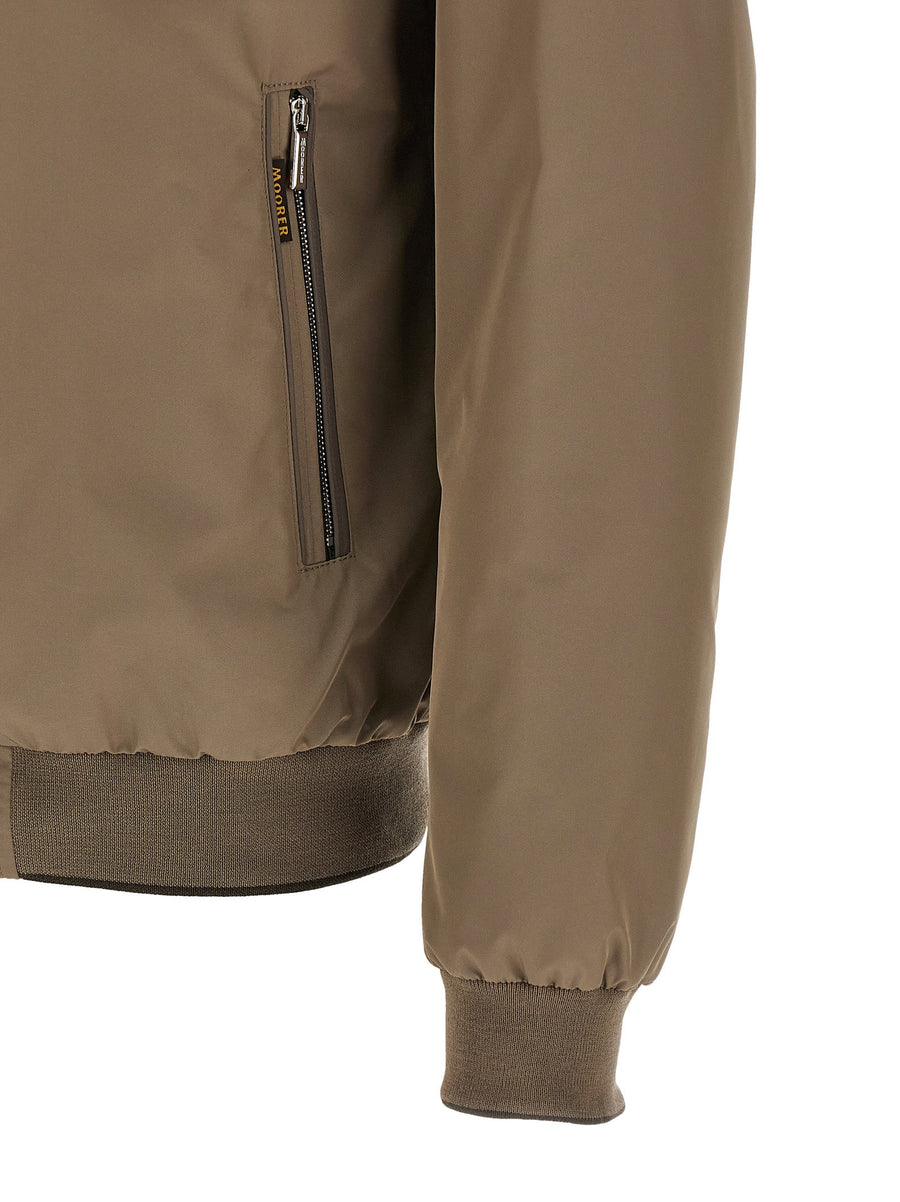 Moorer Manetti-wk Beige Bomber Jacket For Men Weather Ready Water Repellent Finish