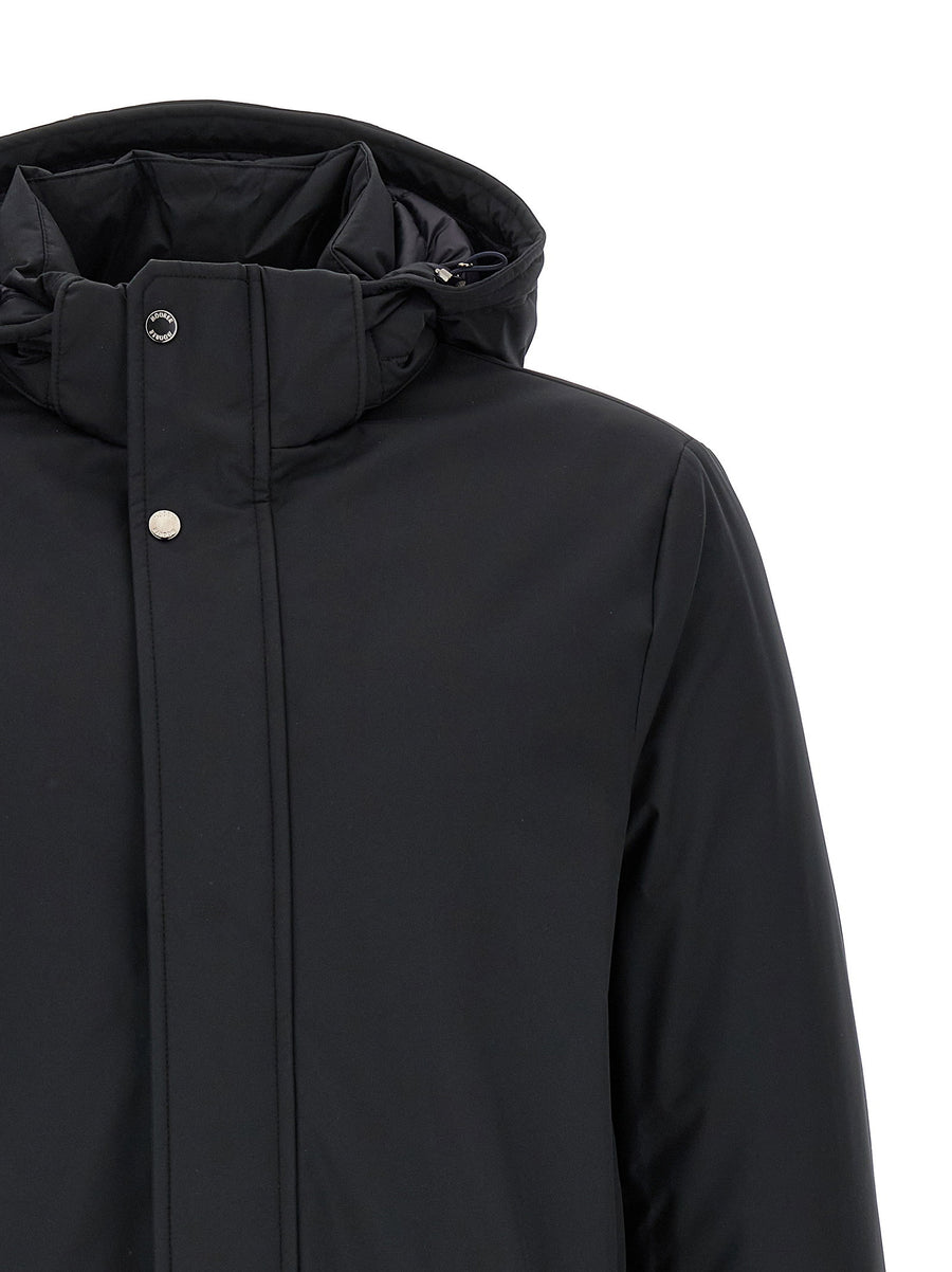 Moorer Vermont Padded Parka Blue Wool Cashmere Blend