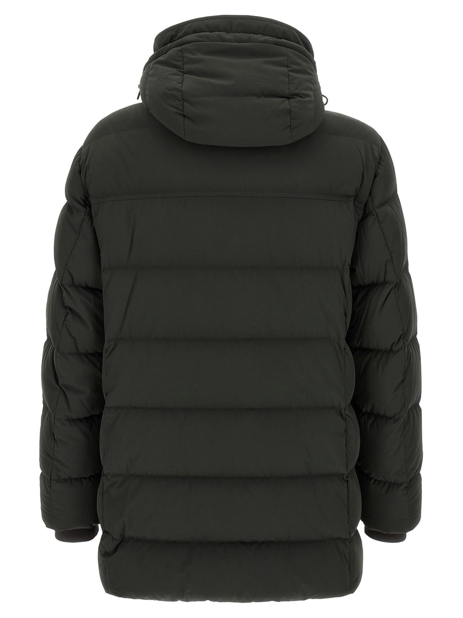 Moorer Gornerkn Down Jacket Forest Green Wool Cashmere Blend