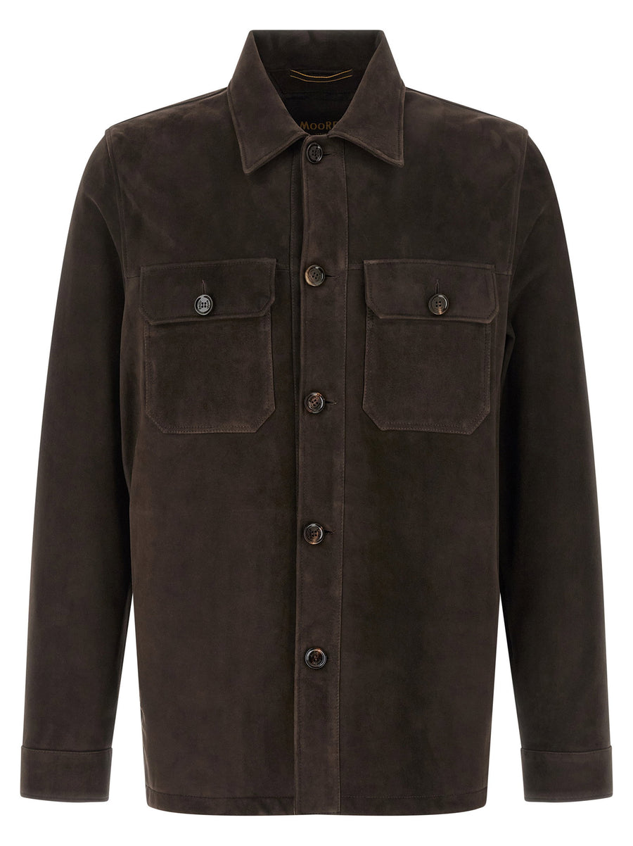 Moorer Klaus Overshirt Luxurious 100 Percent Lamb Leather with Suede Finish Brown for Women