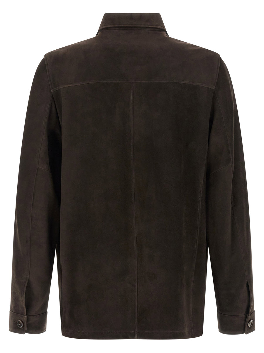Moorer Klaus Overshirt Luxurious 100 Percent Lamb Leather with Suede Finish Brown for Women