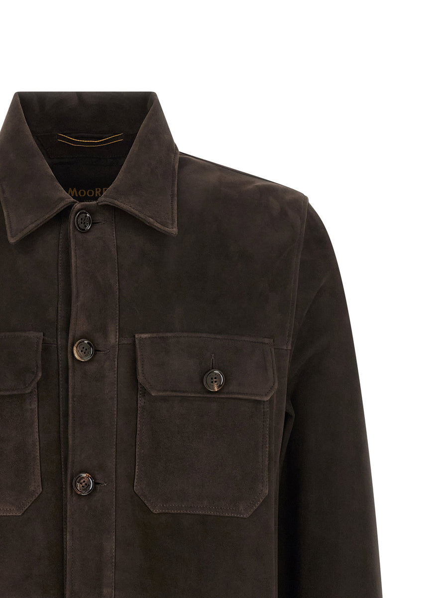 Moorer Klaus Overshirt Luxurious 100 Percent Lamb Leather with Suede Finish Brown for Women