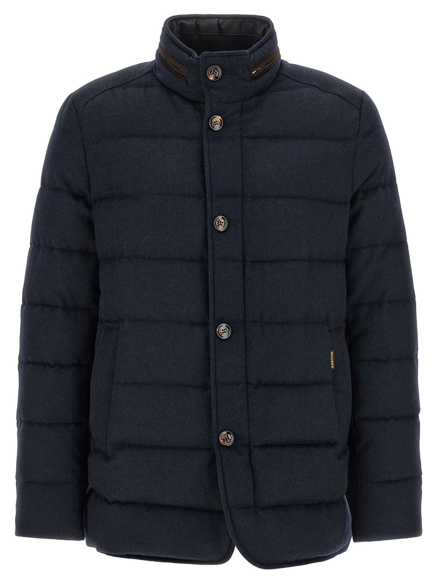 Moorer Nolde-Ls9 Down Jacket Wool Cashmere Blend Blue Luxury Outerwear