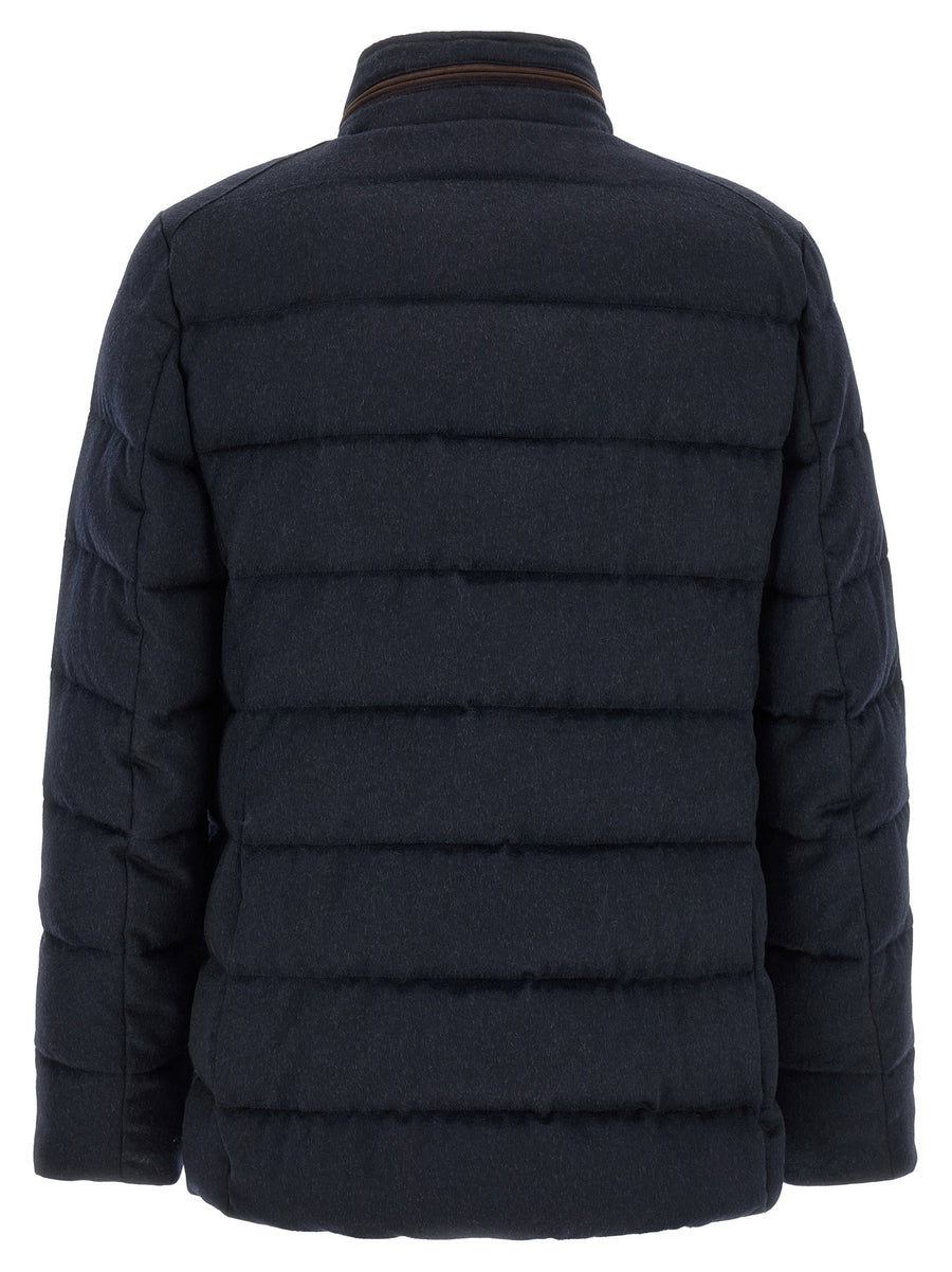 Moorer Nolde-Ls9 Down Jacket Wool Cashmere Blend Blue Luxury Outerwear