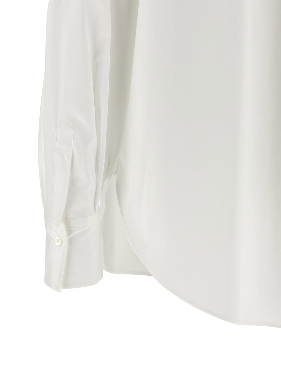 Brunello Cucinelli Shirt With Tie For Women Removable Tie Luxurious White Cotton Poplin