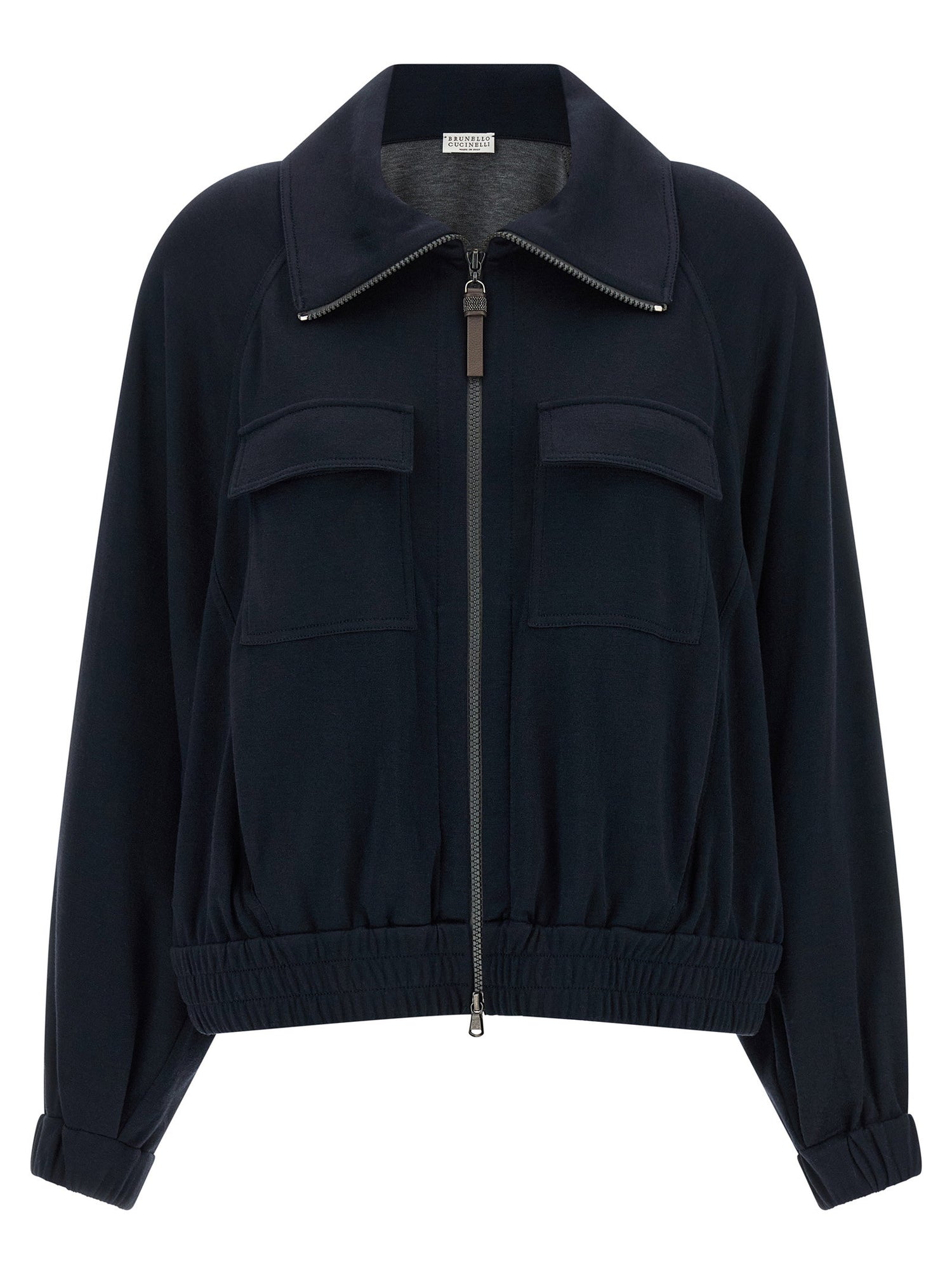 Brunello Cucinelli Shiny Zipper Pull Sweatshirt