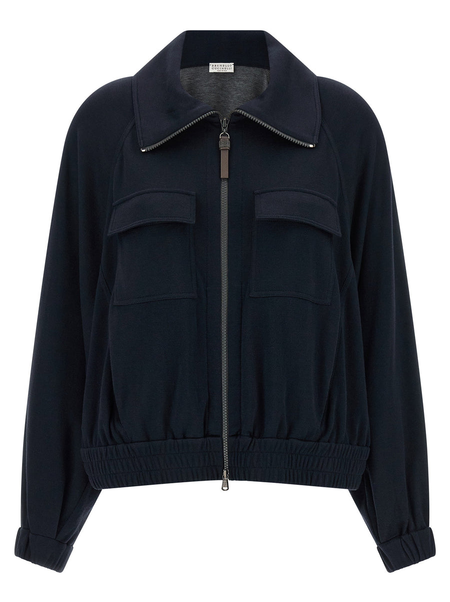 Brunello Cucinelli Shiny Zipper Pull Sweatshirt