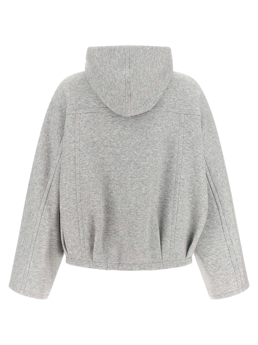 Brunello Cucinelli Shiny Zipper Pull Cropped Hoodie