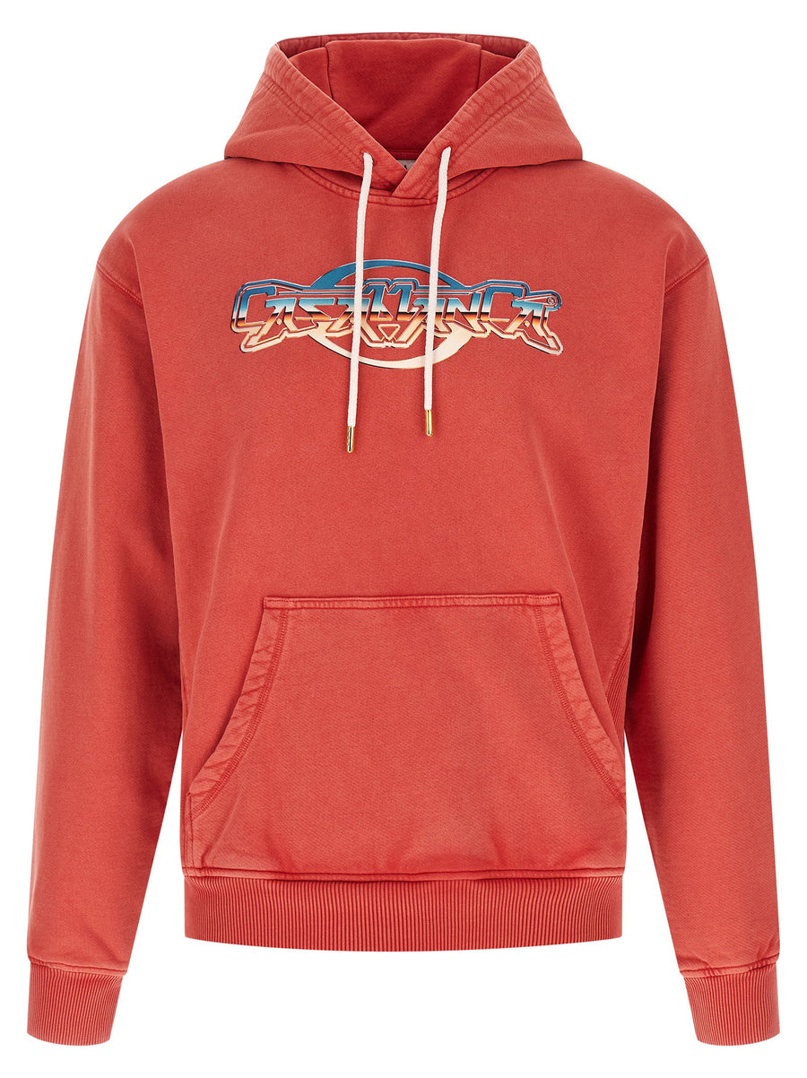 Casablanca Chrome Hoodie For Men Red Cotton Comfort Fit Everyday Streetwear Essential