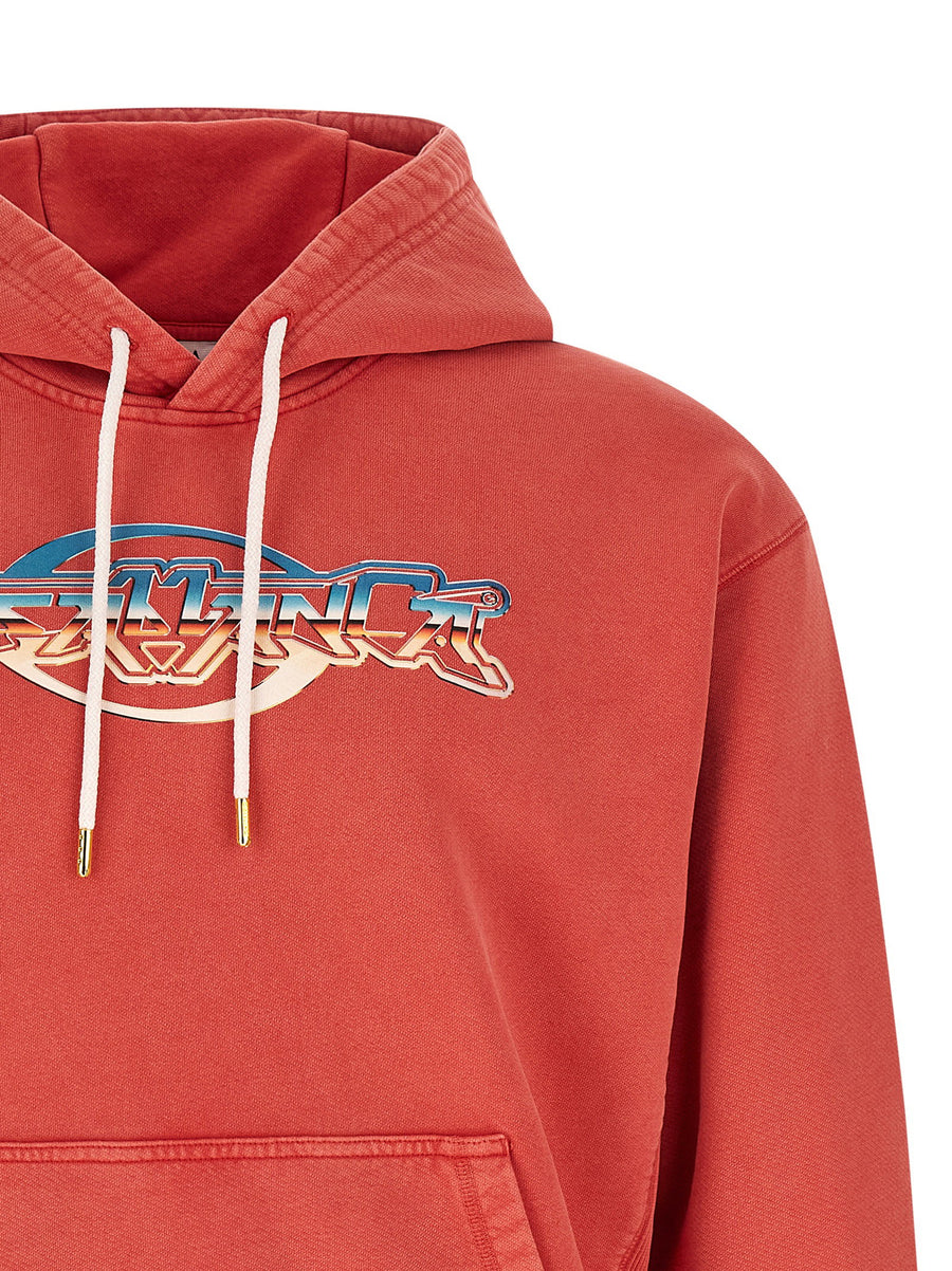 Casablanca Chrome Hoodie For Men Red Cotton Comfort Fit Everyday Streetwear Essential