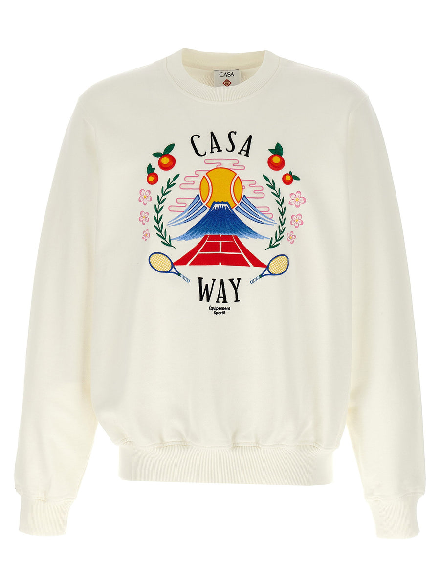 Casablanca Casa Way Mountain Men Sweatshirt Premium 100 Percent Cotton Crew Neck Embroidered Front