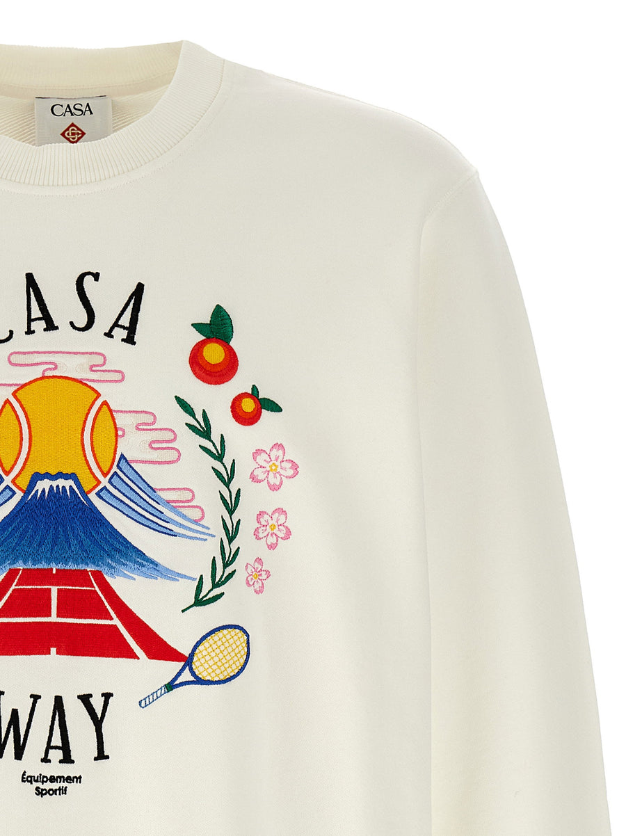 Casablanca Casa Way Mountain Men Sweatshirt Premium 100 Percent Cotton Crew Neck Embroidered Front