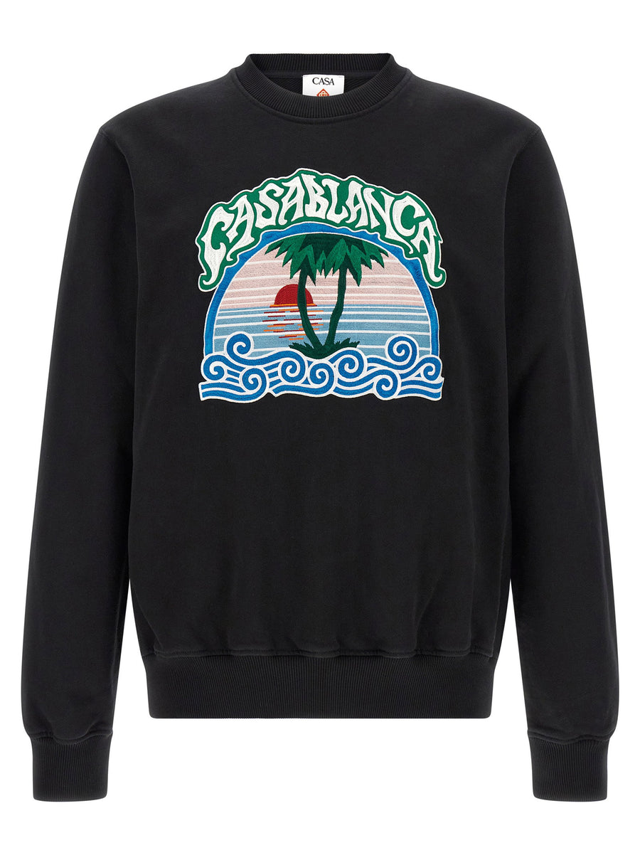 Casablanca Palm Tree Emblem Embroidered Sweatshirt