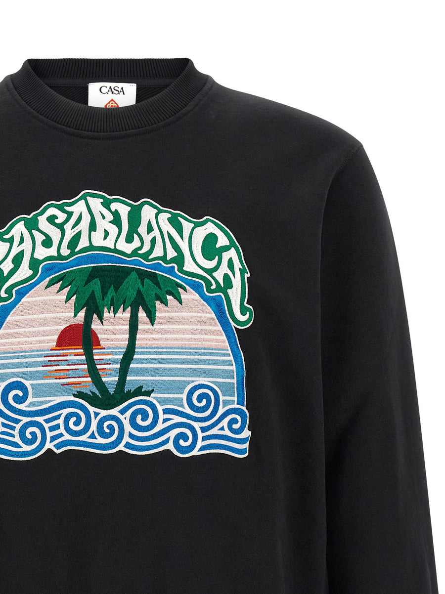 Casablanca Palm Tree Emblem Embroidered Sweatshirt