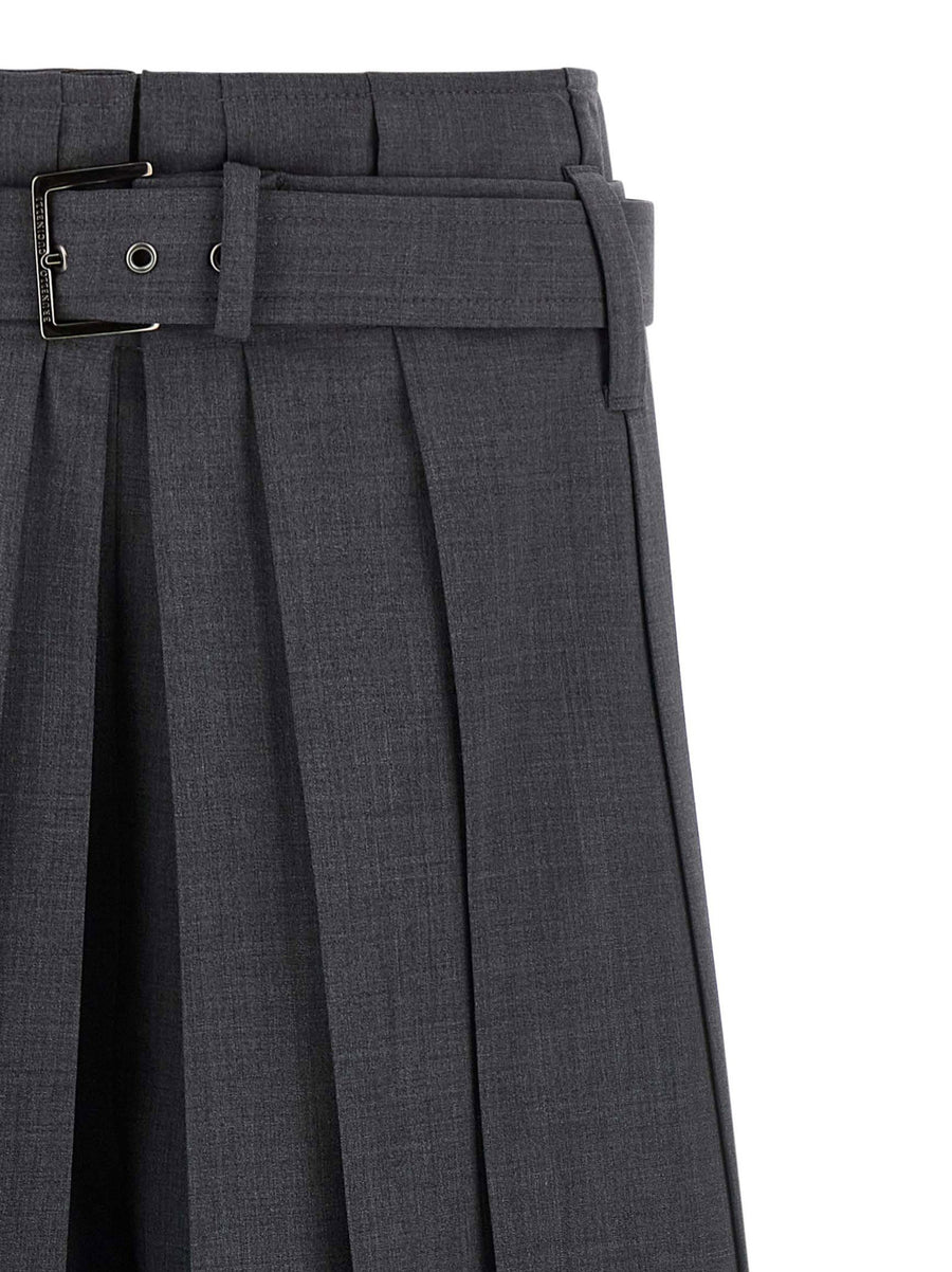 Brunello Cucinelli Gray Women Tailored Pleated Bermuda Shorts Virgin Wool Blend