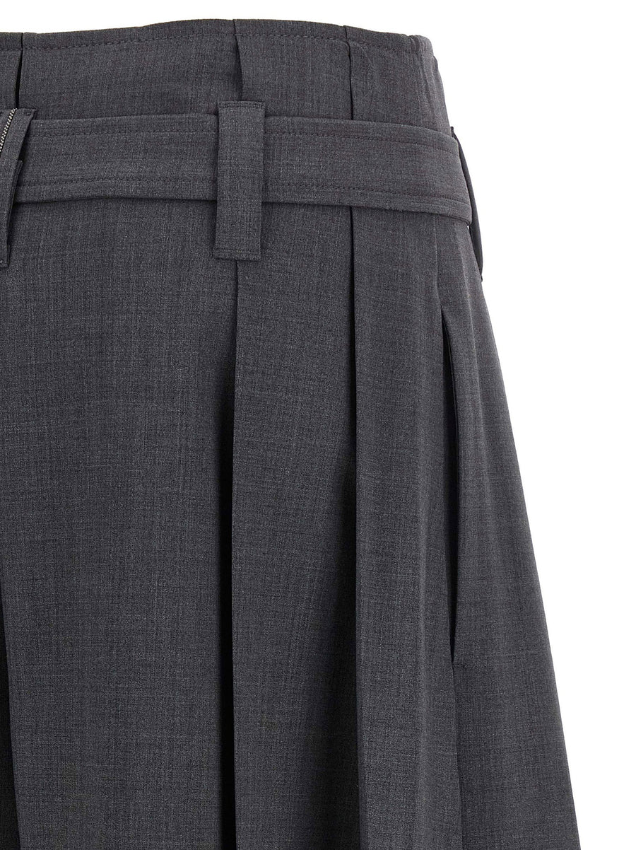 Brunello Cucinelli Gray Women Tailored Pleated Bermuda Shorts Virgin Wool Blend
