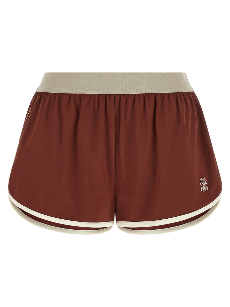 Brunello Cucinelli Techno Jersey Shorts Bordeaux Women