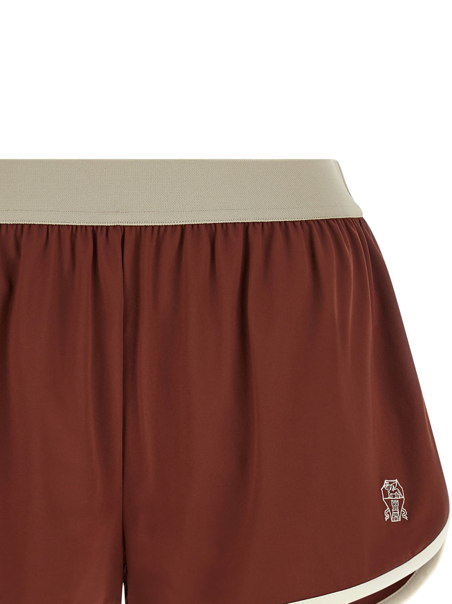 Brunello Cucinelli Techno Jersey Shorts Bordeaux Women