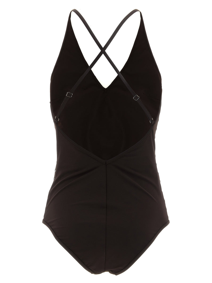 Brunello Cucinelli Dazzling Stripes Sequined One Piece Swimsuit Brown