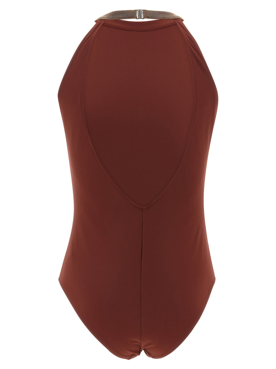 Brunello Cucinelli Precious Collar One-piece Swimsuit