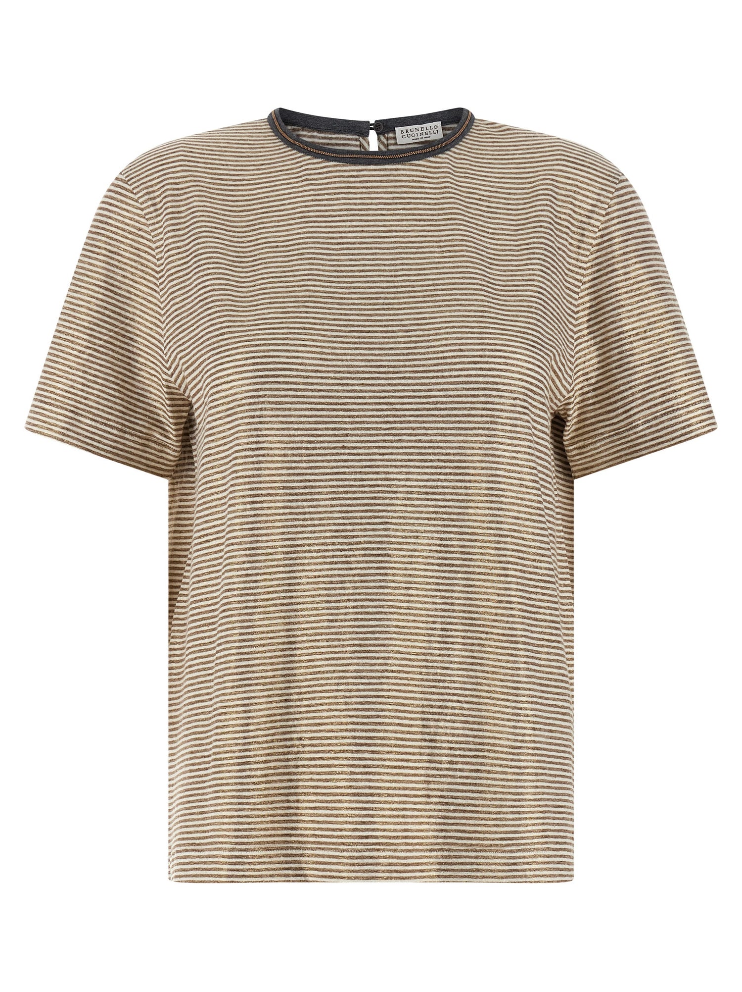 Brunello Cucinelli Shiny Collar Detail T-shirt