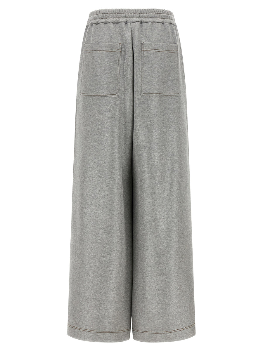Brunello Cucinelli Sparkling Joggers For Women Luxury Pants With Lamé Thread Mélange Cotton Shine