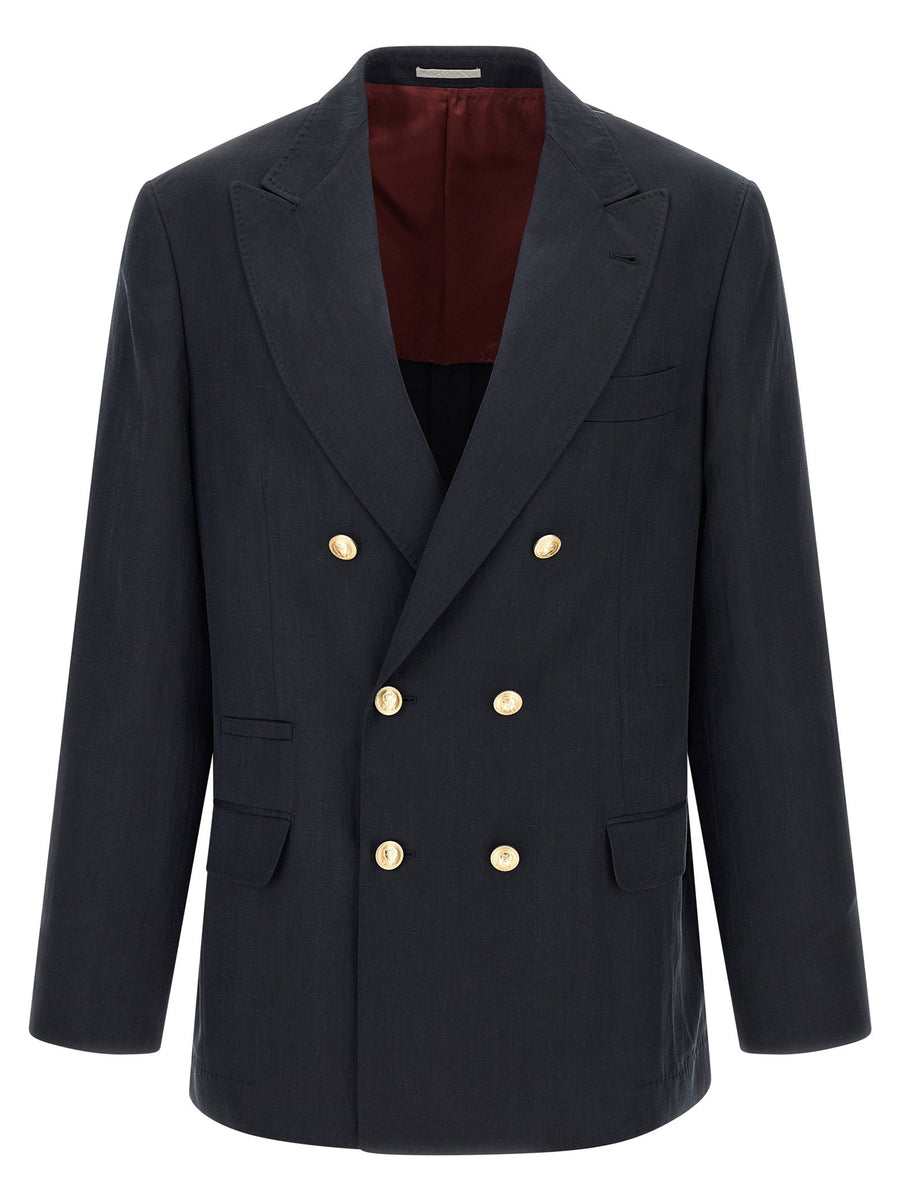 Brunello Cucinelli Silk Twill And Linen Delave Blazer For Women