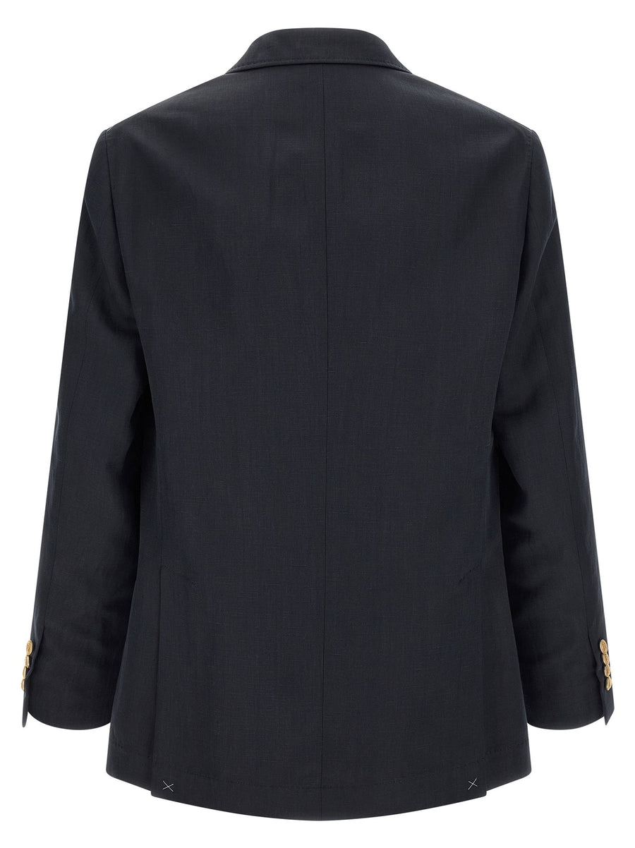 Brunello Cucinelli Silk Twill And Linen Delave Blazer For Women