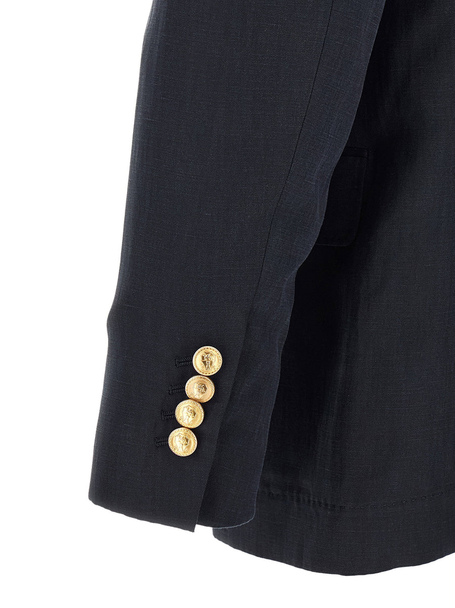Brunello Cucinelli Silk Twill And Linen Delave Blazer For Women