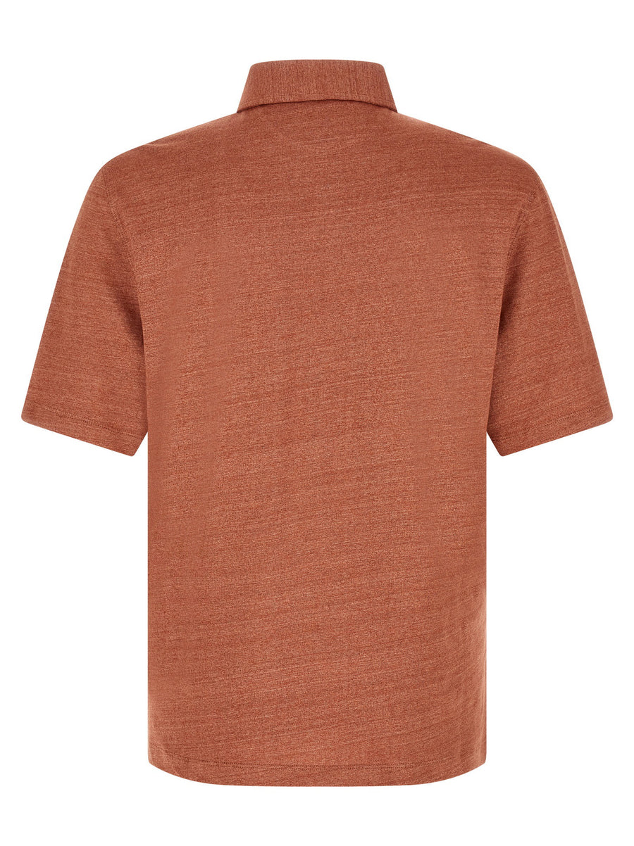 Brunello Cucinelli Linen Cotton Polo Jersey Mélange Orange