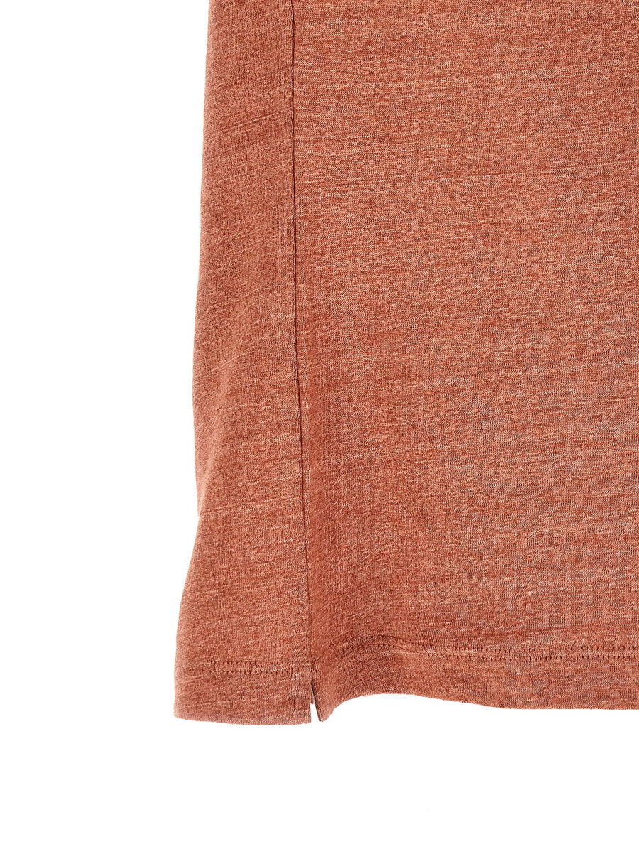 Brunello Cucinelli Linen Cotton Polo Jersey Mélange Orange