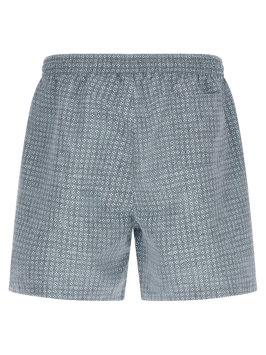 Brunello Cucinelli Flower Print Men Swimsuit Blue Polyester