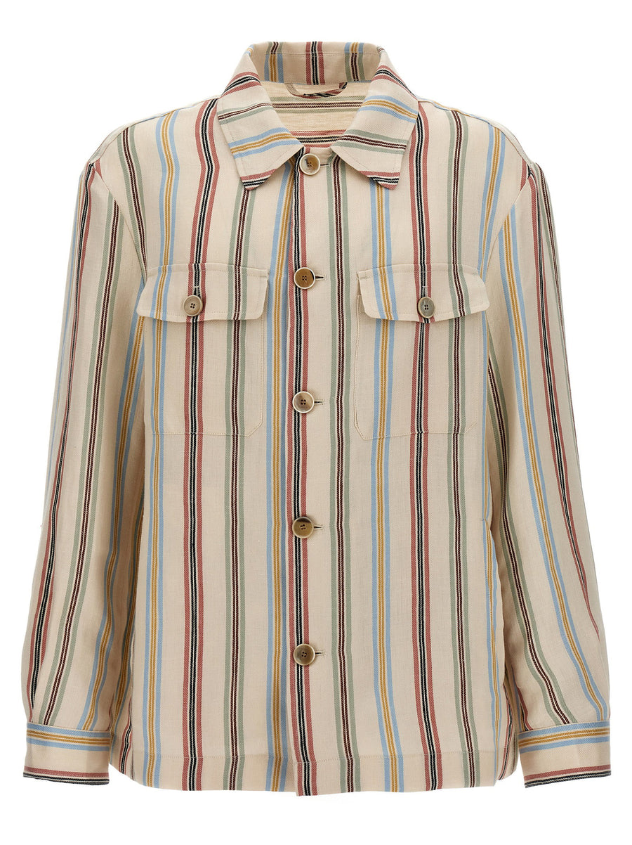 Etro Striped Linen Overshirt For Men Breathable Lightweight Layering With Elegant Multicolor Stripe
