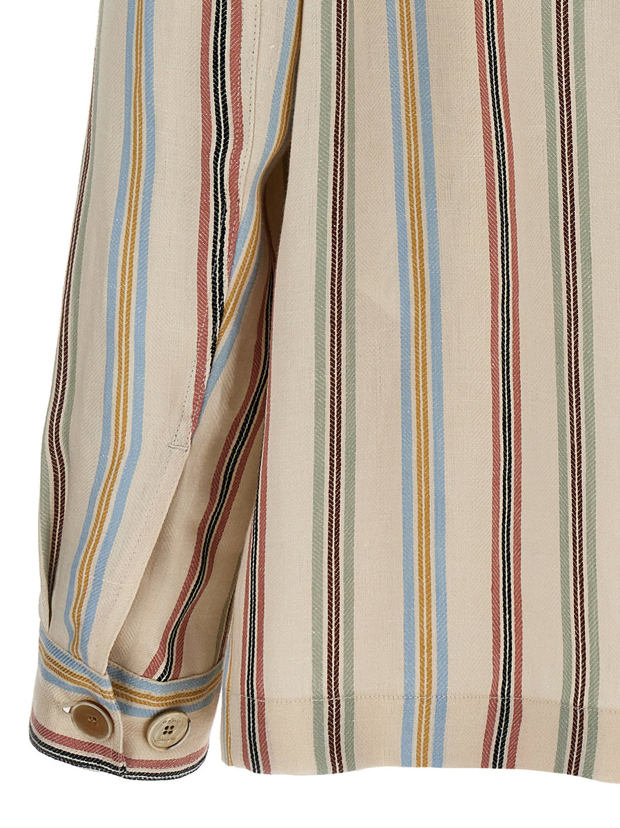 Etro Striped Linen Overshirt For Men Breathable Lightweight Layering With Elegant Multicolor Stripe