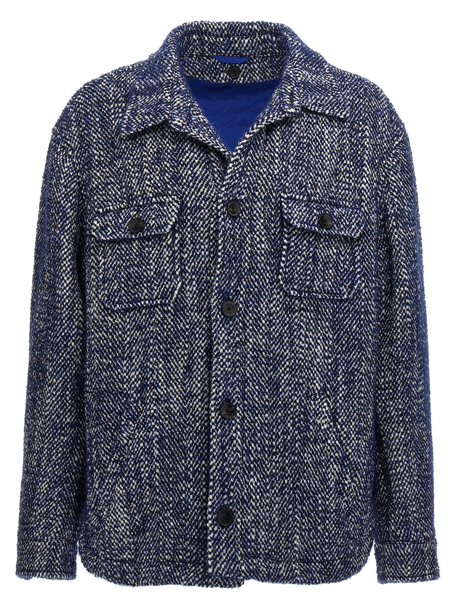 Etro Chevron Wool Jacket For Men Luxurious Warm Quilted Lining Premium Wool Blend