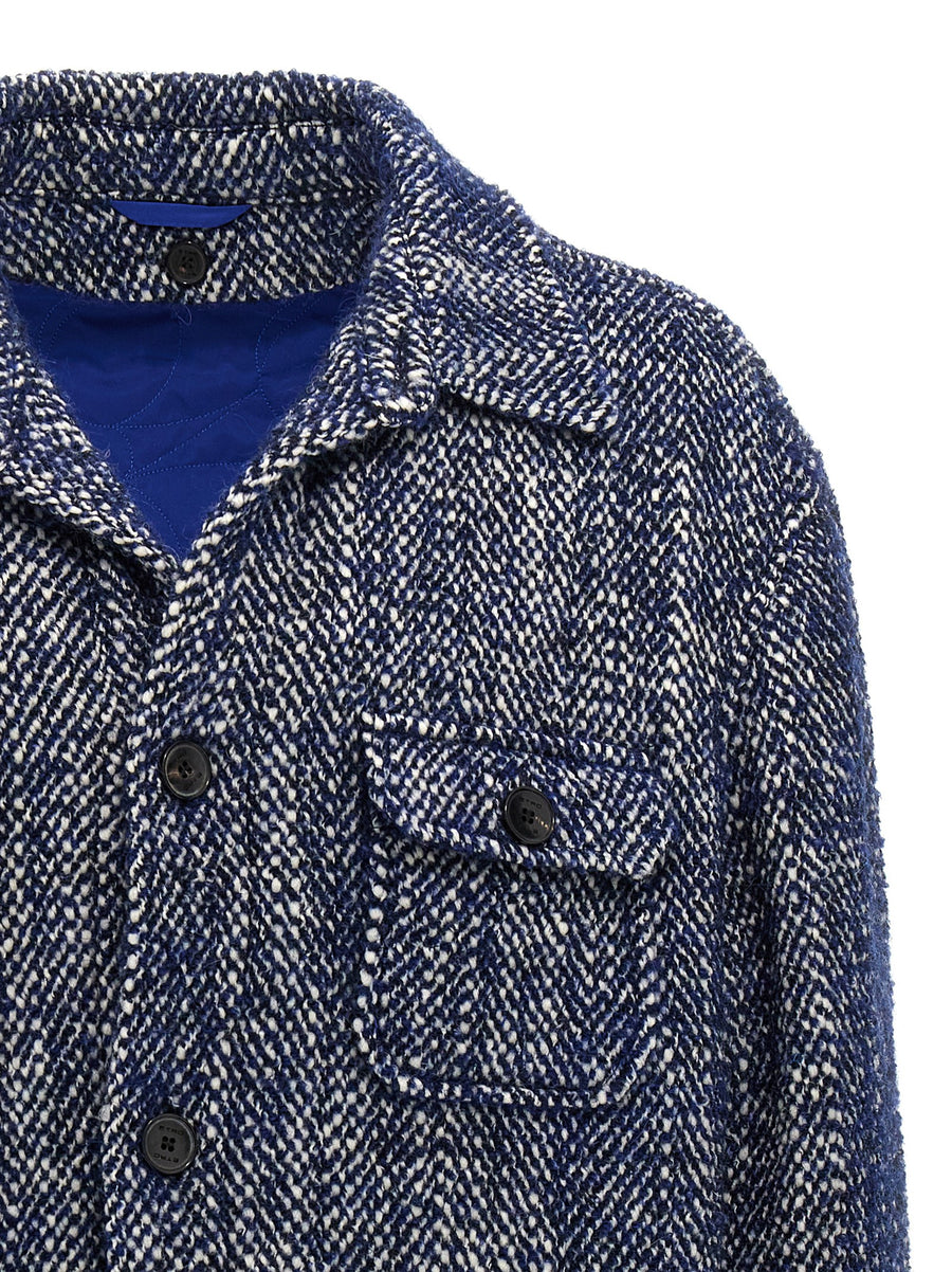 Etro Chevron Wool Jacket For Men Luxurious Warm Quilted Lining Premium Wool Blend