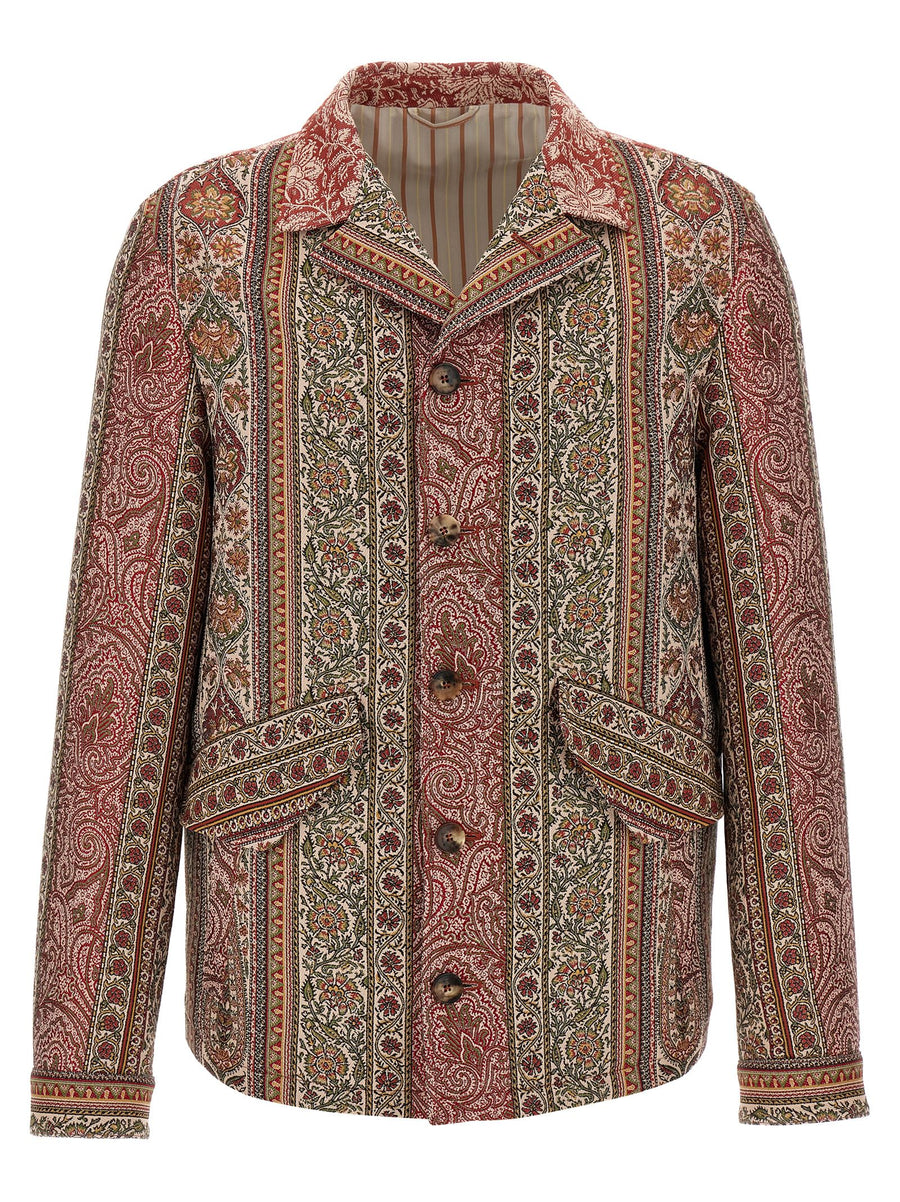 Etro Balmacaan Neck Overshirt Multicolor Print For Men Luxurious Layering Essential Wardrobe