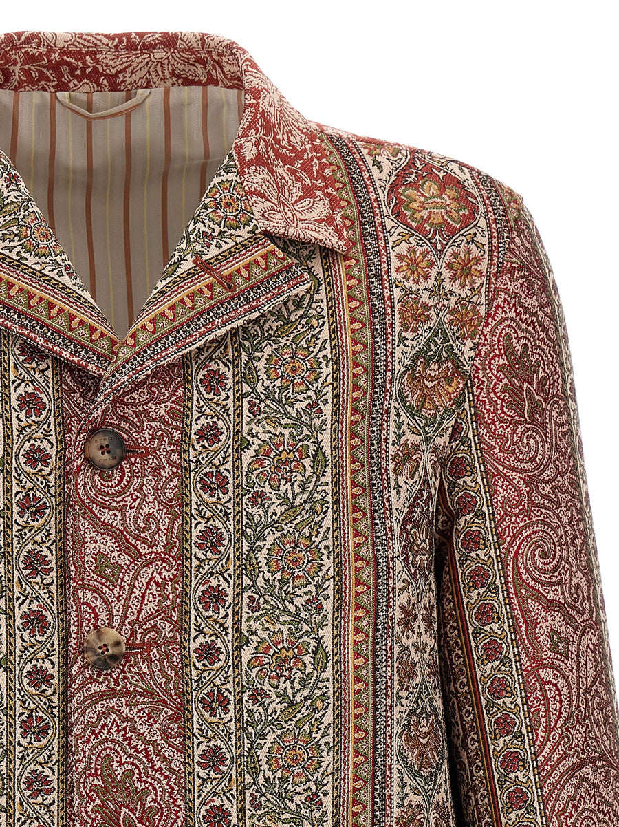 Etro Balmacaan Neck Overshirt Multicolor Print For Men Luxurious Layering Essential Wardrobe