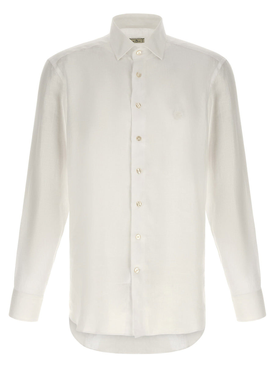 Etro Linen Shirt For Men Breathable 100 Percent Linen With Pegaso Logo Luxury Summer Essential