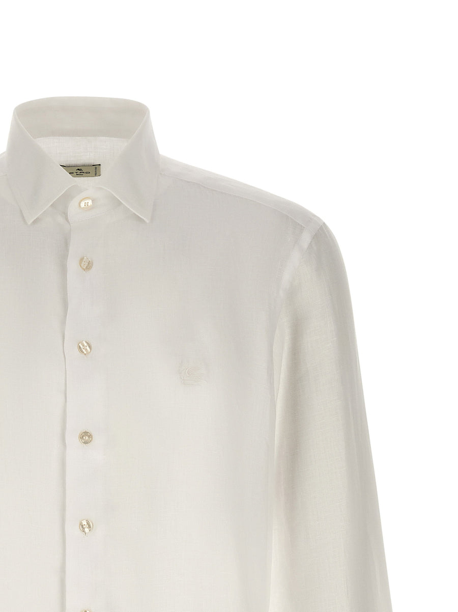 Etro Linen Shirt For Men Breathable 100 Percent Linen With Pegaso Logo Luxury Summer Essential