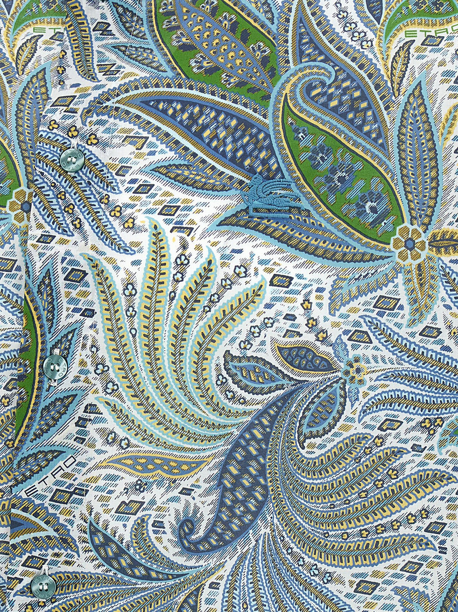 Etro Paisley Floral Shirt For Men, Oversized 100 Percent Cotton With Allover Maxi Print