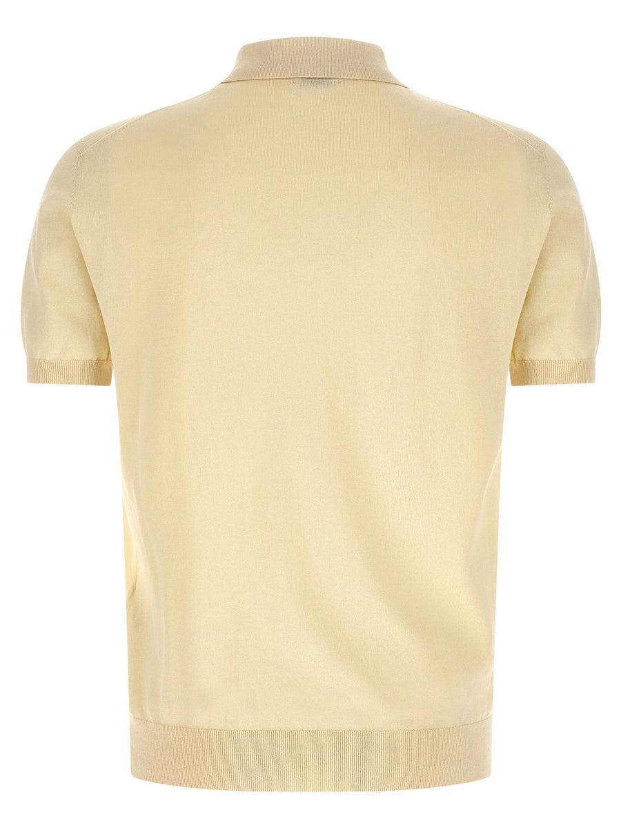 Etro Pegaso Polo Shirt For Men Premium 100 Percent Cotton Beige Tone On Tone Pegaso Embroidery