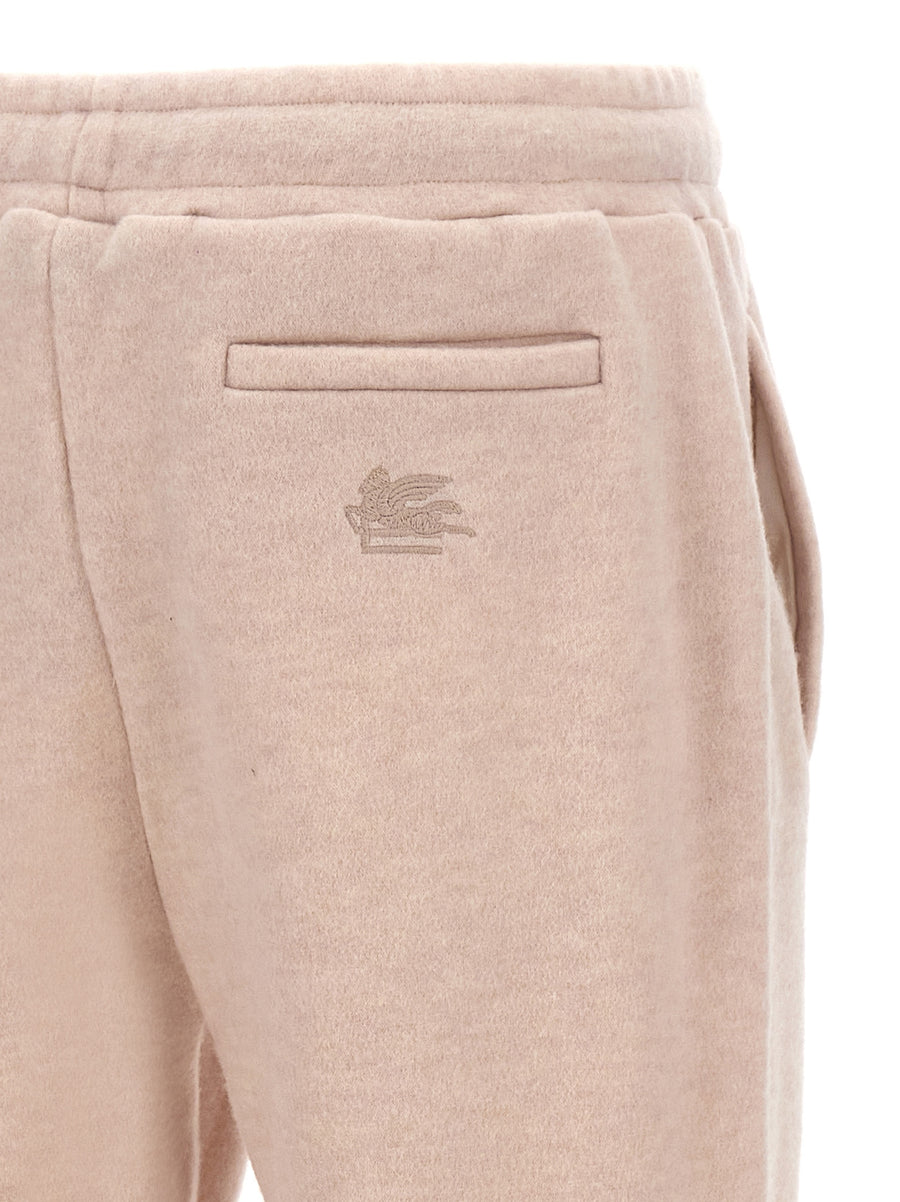 Etro Wool Joggers For Men Beige Premium 92 Wool 8 Polyamide With Elastic Drawstring And Back Logo Embroidery