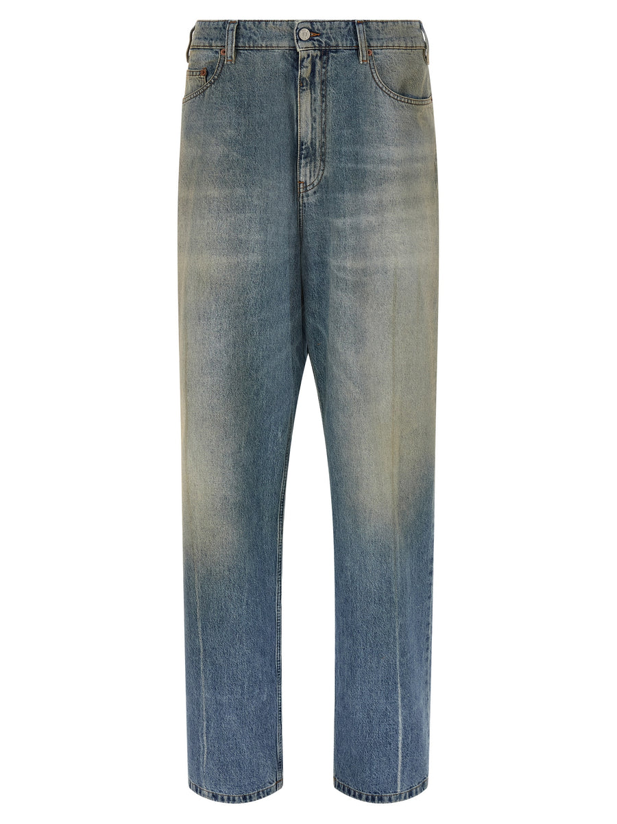 Bode Feather Runner Pants For Men Artisanal Georgian Hand Embroidery Cotton Gabardine Cropped Wide Leg Trousers